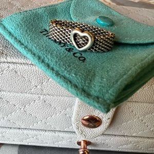 Tiffany & Co mesh heart ring sterling silver authentic